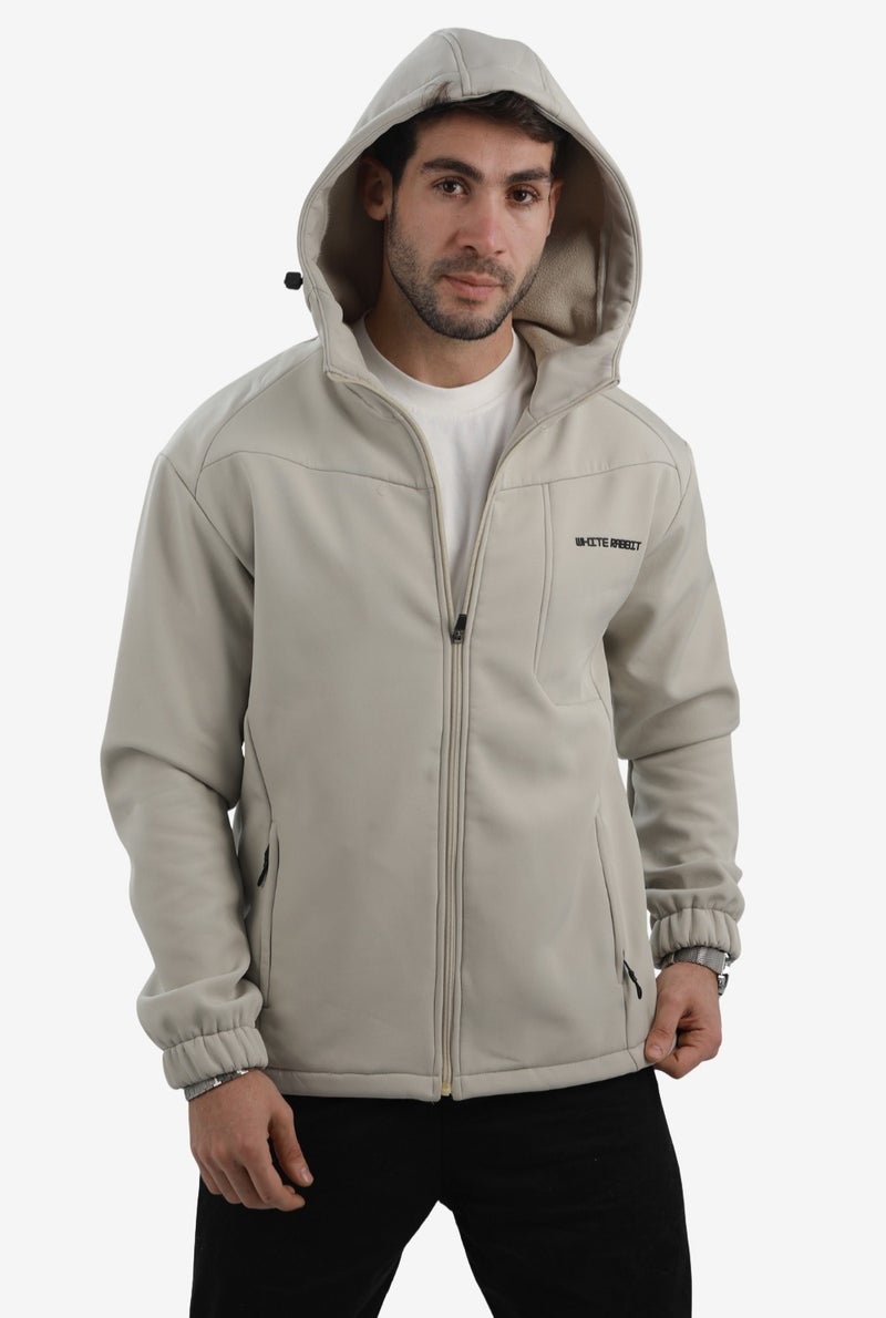 White Rabbit Men’s Softshell Water-Resistant Jacket – Full Zip Hooded Design - Image 3